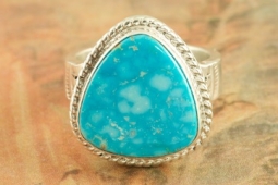 Genuine Kingman Water Web Turquoise Sterling Silver Ring